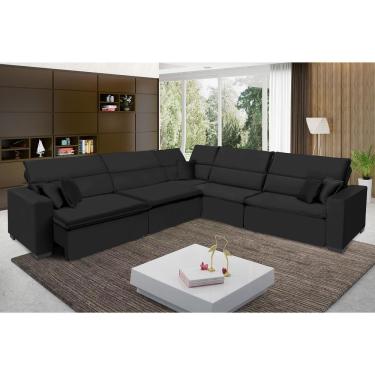 Imagem de Sofá Milão 3.75x3.75m De Canto, Retrátil E Reclinável - Preto