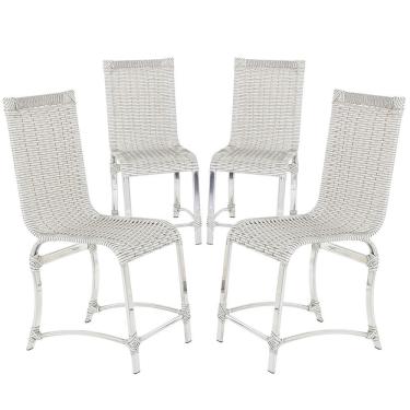 Imagem de 4 Cadeiras De Jantar Em Alumínio Polido Fibra Sintética
