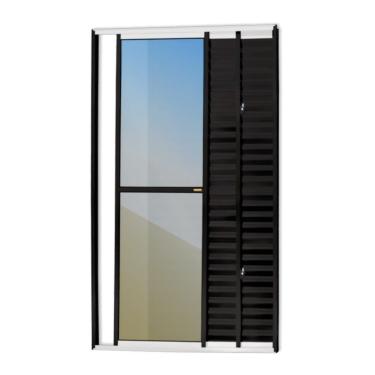 Imagem de Porta Balcão 3 Folhas Super 25 Vidro Reflex 210cm X 120cm Brimak Mix Preto