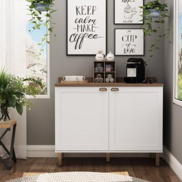 Imagem de Balcão Cantinho Do Café Tampo Mdf Iluminata Genialflex Branco/ébano