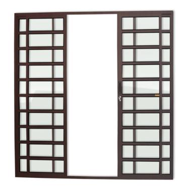 Imagem de Porta De Correr Com Travessas 4 Folhas Super Vidro Liso 210cm X 240cm Brimak Corten