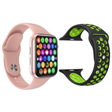 Imagem de Kit Smartwatch Iwo8 Lite Plus Rosa + Pulseira Preto Verde