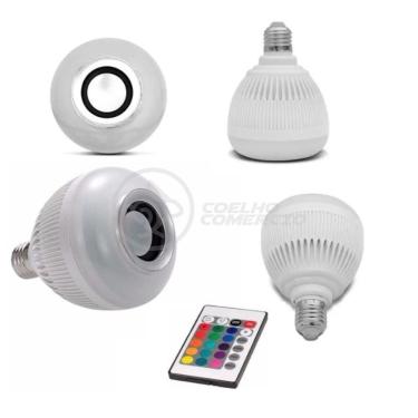 Imagem de Lâmpada Led 12W E27 Rgb Colorida Com Caixa De Som Bluetooth
