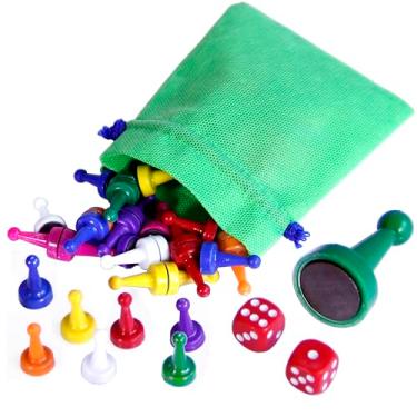 Imagem de Parques Colombianos FICHAS Ludo Tokens Peças magnéticas fichas com dados para jogo de tabuleiro parcheesi e PARCHIS. 32 piezas, 2 dados, 8 cores para jogadores 6/8