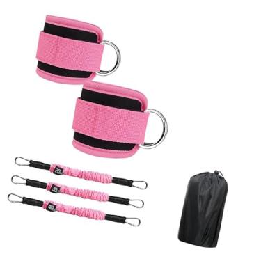 Imagem de Vaveren Faixas de tornozelo para exercícios com tornozeleiras ajustáveis, versáteis e portáteis para academia em casa, 3 níveis de 10 libras, 20 libras e 30, 6 Peças Rosa