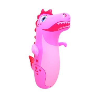 Imagem de UGPLM Saco de pancadas inflável para crianças, brinquedo de dinossauro 3D para boxe, copo de brinquedo instantâneo para meninos e meninas, para atividades, Rosa