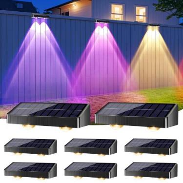 Imagem de Luzes de vedação solares BrizLabs, pacote com 8, 250 lm, 9 cores e 11 