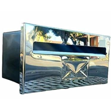 Imagem de Caixa correio aço inox ""espelhado"" COM PELÍCULA DE PROTEÇÃO ANTI RISCO, embutir muro portão(Espelhado,M)