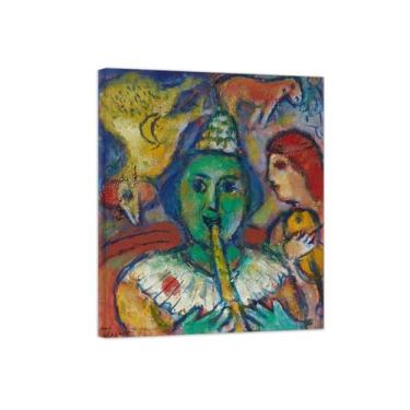 Imagem de Colorida Pintura arte parede lona-Impressões famosas-Fotos para decoração quarto sala de estar(flautista de palhaço com galo) 50x60cm-19x23in Tela Embrulhada