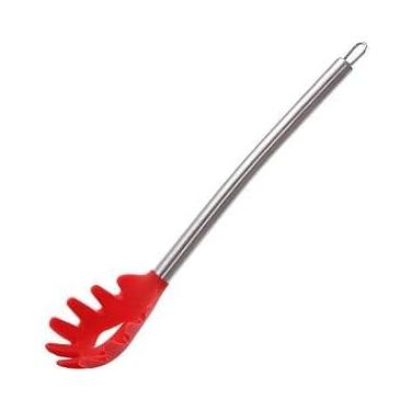 Imagem de Pegador de Macarrão 25 CM em Aço Inox 1 [UMA] UNIDADE com Ponta em Silicone Vermelho C15