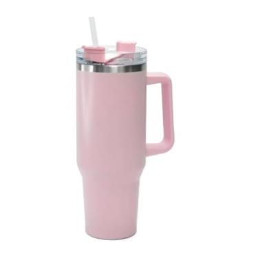 Imagem de Copo Térmico Aço Inox, 1200ml, Rosa Bebê Fosco, Tampa Acrílico com Canudo