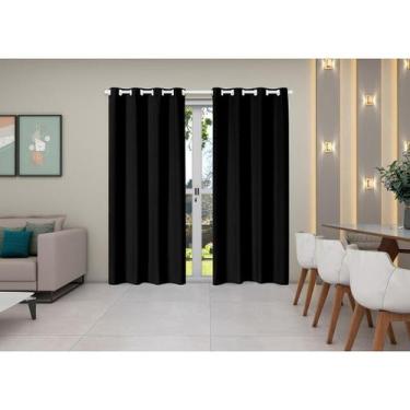 Imagem de Cortina Oxford 4,00 X 2,50 Sala Quarto Janela Cozinha Preto - Mercado 