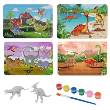 Imagem de Kit Pintura Dino Com Quebra-cabeça Dinossauros Sortidos - Dm Toys