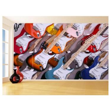 Imagem de Papel De Parede 3D Musica Guitarra Cores Loja 3,5M Mus107 - Você Decor