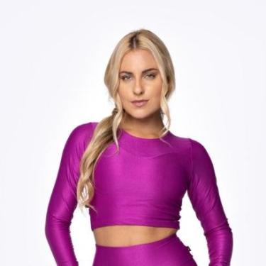 Imagem de Cropped Manga Longa Justo Feminino Poliamida Laminado Bojo-Feminino