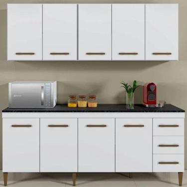 Imagem de Cozinha Completa Atenas 9 Portas 3 Gavetas Kaiki Móveis - Branco