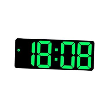 Imagem de Wswqop Relógio de Parede Digital, Despertador LED, Calendário de Mesa, Display de Controle de Voz com Data, Temperatura, Brilho Ajustável para Aprendizagem E, VERDE, Tamanho real