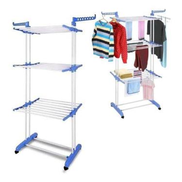 Imagem de Varal De Chão Roupas Grande Dobrável Varal Triplo Retrátil 3 Andares C