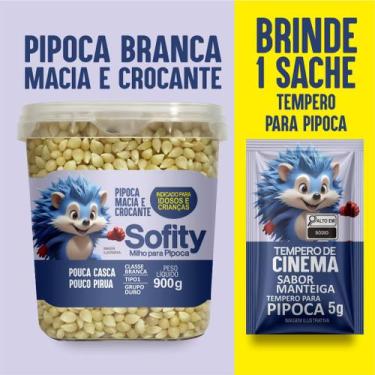 Imagem de Milho Para Pipoca Branca Sofity No Pote 900g Azul Exclusivo Para Menin