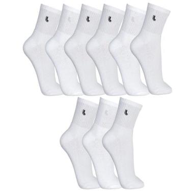Imagem de Kit 9 Meia Masculina Lupo Cano Medio Sport Par Original 3245, Branco, 