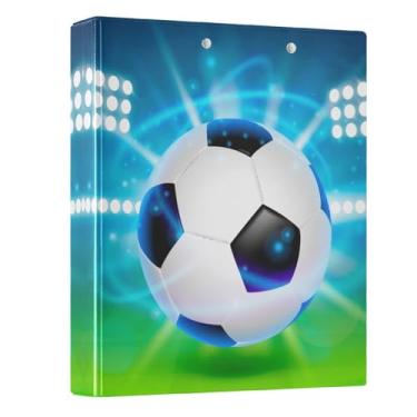 Imagem de Fichário com 3 anéis de futebol no campo 3,8 cm Fichário redondo com 200 folhas para crianças, material escolar, mulheres e homens, escritório, 1 pacote