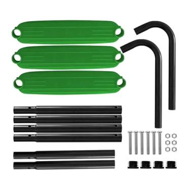 Imagem de menolana Escada de trampolim infantil com 3 degraus 40,5 x 13,8 polegadas Montagem simples para trampolins redondos retangulares Kit faça você mesmo resistente, Verde