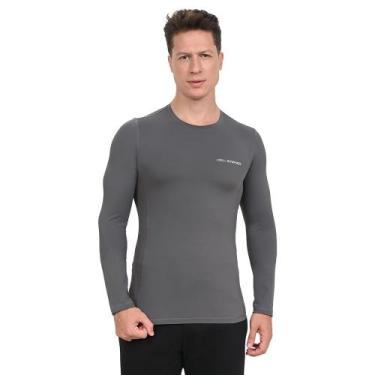 Imagem de Camiseta Manga Longa Flex Compression Olympikus Masculina, Cinza, GG