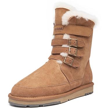 Imagem de Botas de Neve Femininas Clássicas Térmicas Aumu Plataforma Espessante de Meia da Panturrilha Curtas de Inverno, Chestnut 1, 7