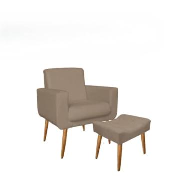 Imagem de Kit Poltrona e Puff Requinte com Pés Palito Suede Aninha Decor (Capuccino)