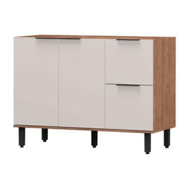 Imagem de Balcão de Cozinha para Pia Cloe 2 Portas 2 Gavetas 100% Mdf Freijó/Off