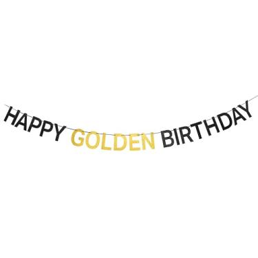 Imagem de Faixa de decoração de festa de feliz aniversário dourado It's My Golden Birthday para aniversários de 5, 21, 24, 25, 28, 30, 50 e 60 anos