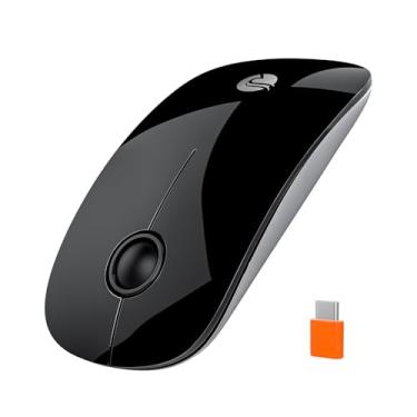 Imagem de RAPIQUE R306C Mouse sem fio USB C, mouse portátil tipo C 2,4 GHz, clique silencioso, ultrafino, 3 níveis de DPI, vida útil da bateria de 480 horas, para laptops USB-C, MacBook, iPad, tablet, Android