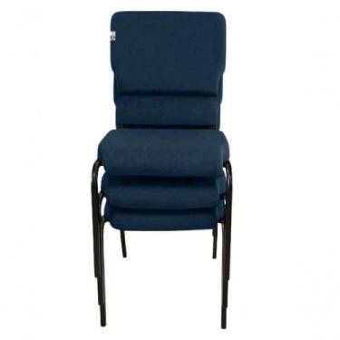 Imagem de 03 Cadeiras Empilhável Para Igrejas Evangélicas Linha Church Azul - DE