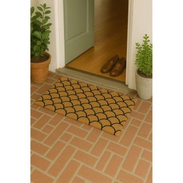 Imagem de Capacho Retangular Fibra De Coco Base PVC 70x33cm  - Escamas
