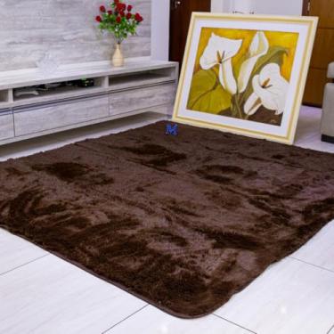 Imagem de Tapete Decorativo Peludo Sala Quarto Estampado Veludo Macio 100x140cm Confortável e Elegante(marrom;)