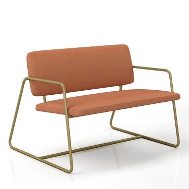 Imagem de Namoradeira Estofada Sintra Industrial Dourado/suede Terracota - M.a