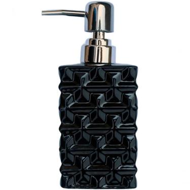 Imagem de Saboneteira Liquida Lavabo Banheiro Cerâmica Preto De 350ml
