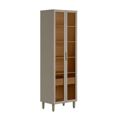 Imagem de Cristaleira Allure 2 Portas 1 Gaveta Gris e Jequitibá