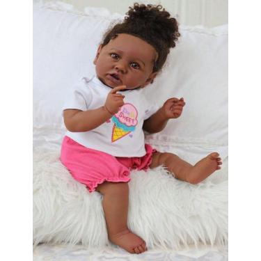 Imagem de Boneca Bebê Reborn Corpo de Tecido Realista 50cm Original Kit Acessóri