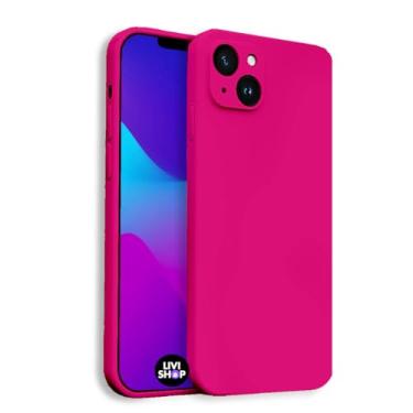 Imagem de Capa Case Capinha Para iPhone 15 Silicone Com Bordas Elevadas Aveludada Forro Premium (ROSA NEON)