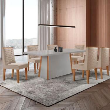 Imagem de Mesa de Jantar Diane 180cm Tampo MDF Vidro com 6 Cadeiras Safira Moder