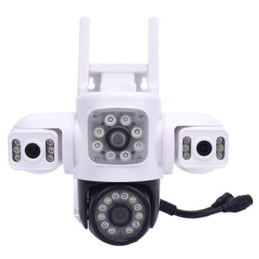 Imagem de ASHATA Câmeras de Segurança Ao Ar Livre Sem Fio, Câmeras Wifi para Segurança Doméstica, Três Lentes Ai Detecção de Movimento IP66 Provo de Chuva, Compartilhamento de Aplicativos, (US)