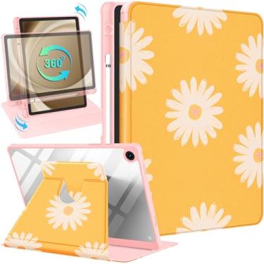 Imagem de Kidcube Capa para Samsung Galaxy Tab A9 Plus de 28 cm para mulheres e meninas, capa fólio com suporte para lápis, linda flor, design floral feminino, suporte giratório para tablet Tab A9+ Plus,