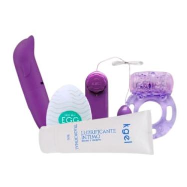 Imagem de Kit sex shop Casal Vibrador ponto G Anel Peniano Prolonga e Estimula Vibrador Bullet Masturbador Egg Com textura realista Super macio e Gel lubrificante Ideal Para Apimentar a Relação ou usar solo