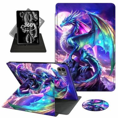 Imagem de ACWDMKH Capa flip para iPad Pro de 13 polegadas 2024 (M4), rotação de 360 graus de couro PU com suporte flip com função de despertar/hibernar automática para iPad Pro 13 polegadas 2024, dragão
