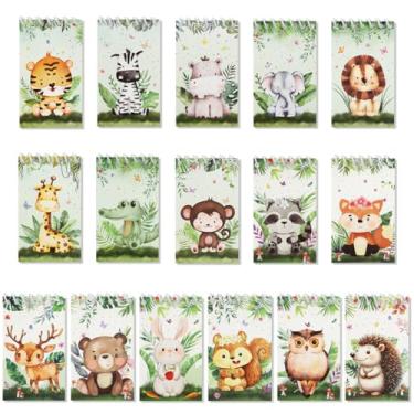 Imagem de 16 Pack Jungle Animal Mini Memo Notepads Spiral Pocket Notebooks Giraffe Hedgehog Rabbit Owl Cover Small Blank Drawing Note Pads for Student Kids Forest Animal Party Favors Gift Bag Fillers