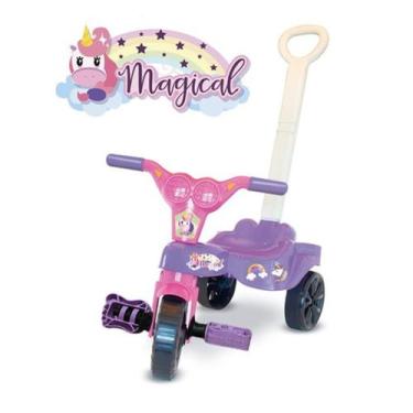 Imagem de Triciclo Motoca Infantil com Empurrador Menina ou Menino Kepler, Roxo