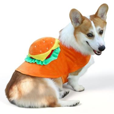 Imagem de Huhumy Hambúrguer fantasia de cachorro animal de estimação Halloween engraçado comida hambúrguer cosplay roupa de fantasia para cão médio extra grande (M)