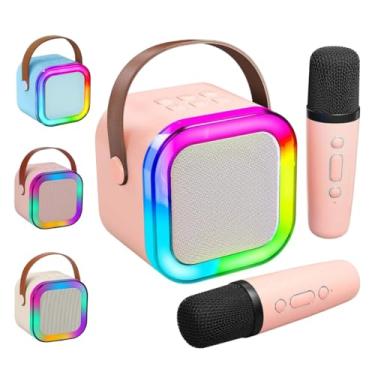 Imagem de Karaokê Infantil Portátil Premium Com 2 Microfones Sem Fio Caixa De Som Bluetooth Com LED Multicolor Voz Divertida Som Potente
