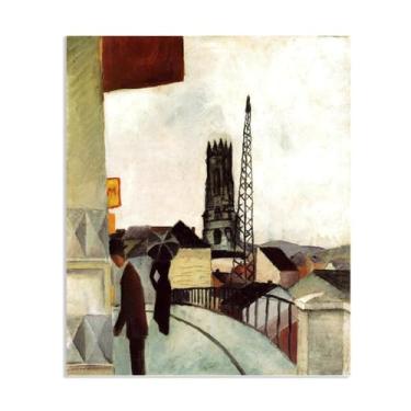 Imagem de SDYJ6GSW August Macke Prints Pintura Catedral em Freiburg Suíça Pôster Expressionismo Arte de Parede Famosa Reproduções de Pintura para Sala de Estar Decoração de Casa 105 x 80 cm (104.1x78.7 cm) Sem